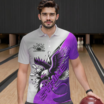 Individuelle Lila-Adler-Bowling-Team Herren-Poloshirts, Adler-Bowling-Liga-Shirt Bowlers Outfit IPHW8756