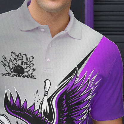 Individuelle Lila-Adler-Bowling-Team Herren-Poloshirts, Adler-Bowling-Liga-Shirt Bowlers Outfit IPHW8756