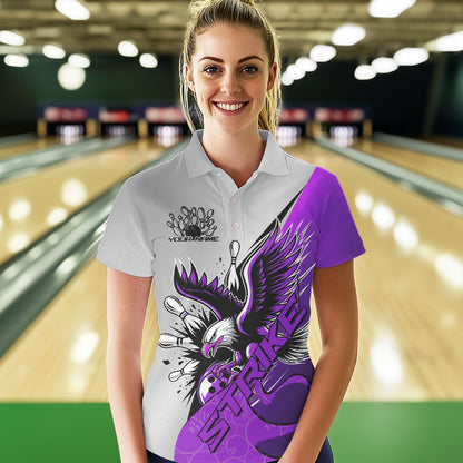 Individuelle Lila-Adler-Bowling-Team Damen-Poloshirts, Bowling-Liga-Shirt Bowlers Outfit IPHW8756