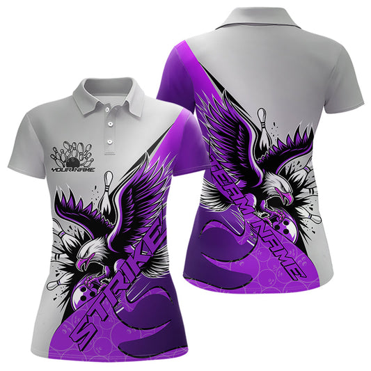 Individuelle Lila-Adler-Bowling-Team Damen-Poloshirts, Bowling-Liga-Shirt Bowlers Outfit IPHW8756