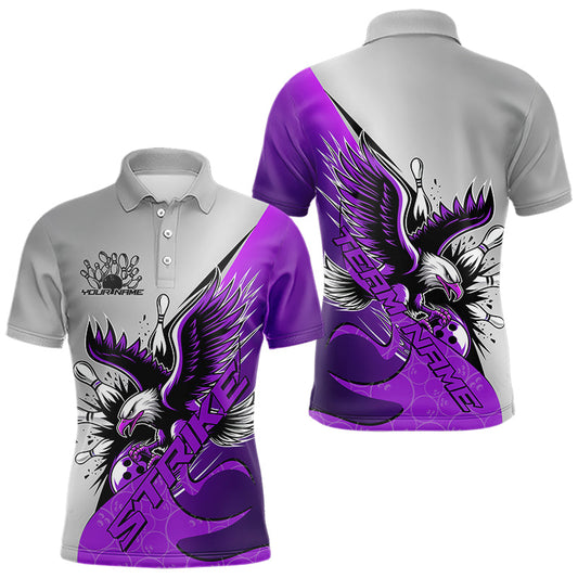 Individuelle Lila-Adler-Bowling-Team Herren-Poloshirts, Adler-Bowling-Liga-Shirt Bowlers Outfit IPHW8756