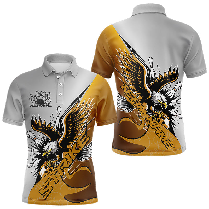 Kundenspezifische Gelbe Adler Bowling Team Herren-Poloshirts, Adler Bowling Liga Shirt Bowlers Outfit IPHW8757
