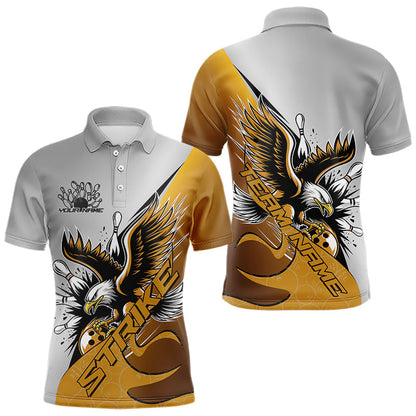 Kundenspezifische Gelbe Adler Bowling Team Herren-Poloshirts, Adler Bowling Liga Shirt Bowlers Outfit IPHW8757