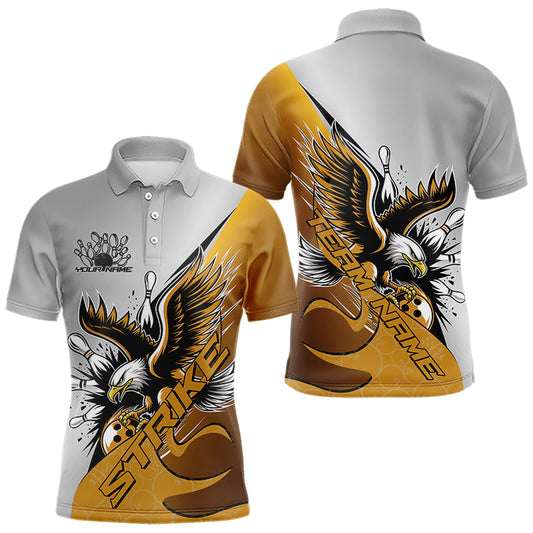 Kundenspezifische Gelbe Adler Bowling Team Herren-Poloshirts, Adler Bowling Liga Shirt Bowlers Outfit IPHW8757