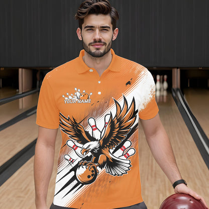 Individuelle Orange Adler Bowling-Trikots, Adler Bowling Herren-Poloshirts Team-Uniform Bowlers Outfit IPHW8787