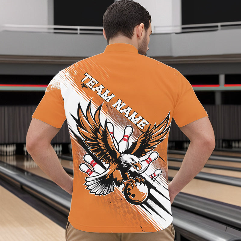 Individuelle Orange Adler Bowling-Trikots, Adler Bowling Herren-Quarter-Zip-Shirts Team-Bowlers-Uniform IPHW8787