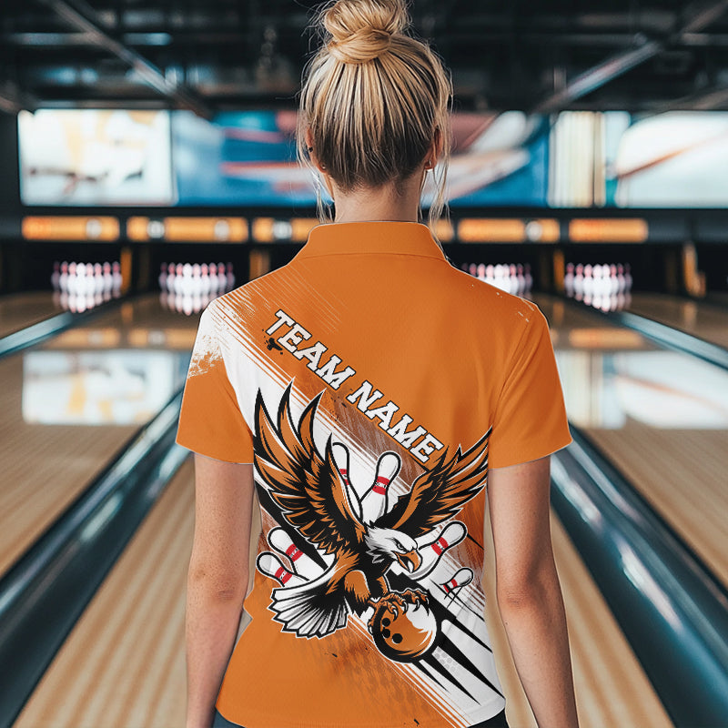 Individuelle Orange Bowling-Trikots, Adler Bowling Damen-Quarter-Zip-Shirts Team-Bowlers-Uniform IPHW8787