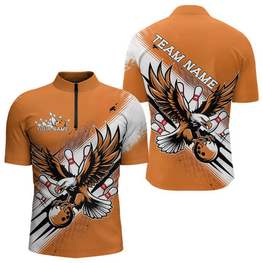 Individuelle Orange Adler Bowling-Trikots, Adler Bowling Herren-Quarter-Zip-Shirts Team-Bowlers-Uniform IPHW8787