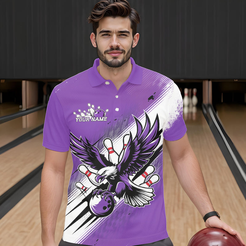 Individuelle Lila Adler Bowling-Trikots, Adler Bowling Herren-Poloshirts Team-Uniform Bowlers Outfit IPHW8788