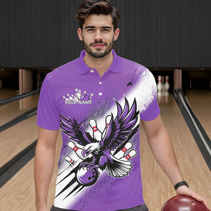 Individuelle Lila Adler Bowling-Trikots, Adler Bowling Herren-Poloshirts Team-Uniform Bowlers Outfit IPHW8788