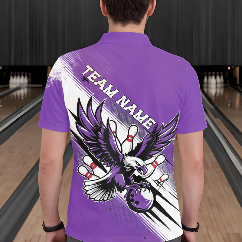 Individuelle Lila Adler Bowling-Trikots, Adler Bowling Herren-Poloshirts Team-Uniform Bowlers Outfit IPHW8788