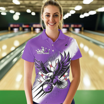 Individuelle Lila Adler Bowling-Trikots, Adler Bowling Damen-Poloshirts Team-Bowlers-Uniform IPHW8788