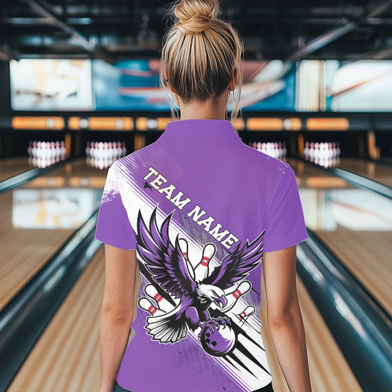 Individuelle Lila Adler Bowling-Trikots, Adler Bowling Damen-Poloshirts Team-Bowlers-Uniform IPHW8788