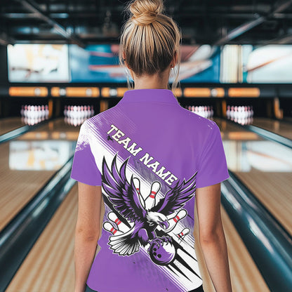 Individuelle Lila Adler Bowling-Trikots, Adler Bowling Damen-Poloshirts Team-Bowlers-Uniform IPHW8788