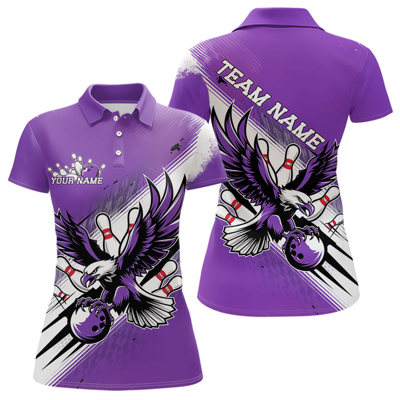 Individuelle Lila Adler Bowling-Trikots, Adler Bowling Damen-Poloshirts Team-Bowlers-Uniform IPHW8788