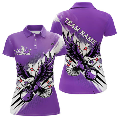Individuelle Lila Adler Bowling-Trikots, Adler Bowling Damen-Poloshirts Team-Bowlers-Uniform IPHW8788