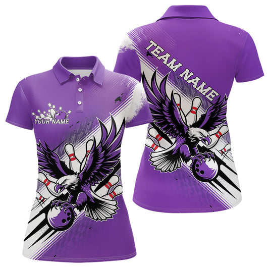 Individuelle Lila Adler Bowling-Trikots, Adler Bowling Damen-Poloshirts Team-Bowlers-Uniform IPHW8788