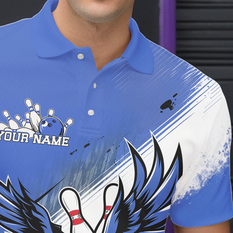 Individuelle Blaue Adler Bowling-Trikots, Adler Bowling Herren-Poloshirts Team-Uniform Bowlers Outfit IPHW8789
