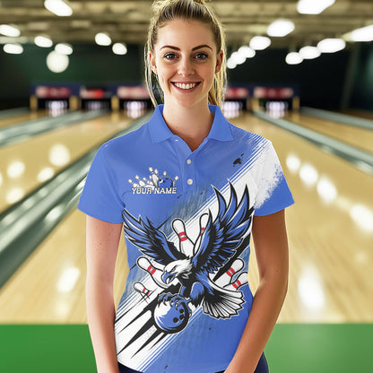 Individuelle Blaue Adler Bowling-Trikots, Adler Bowling Damen-Poloshirts Team-Bowlers-Uniform IPHW8789