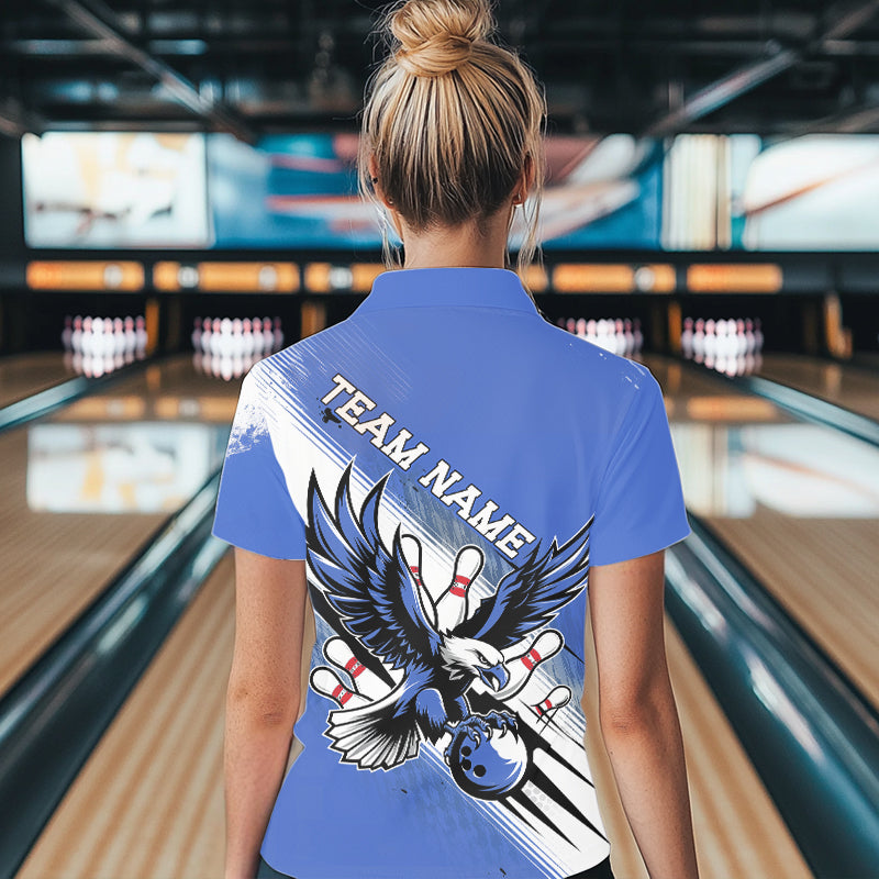 Individuelle Blaue Adler Bowling-Trikots, Adler Bowling Damen-Poloshirts Team-Bowlers-Uniform IPHW8789