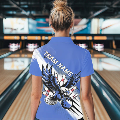 Individuelle Blaue Adler Bowling-Trikots, Adler Bowling Damen-Poloshirts Team-Bowlers-Uniform IPHW8789