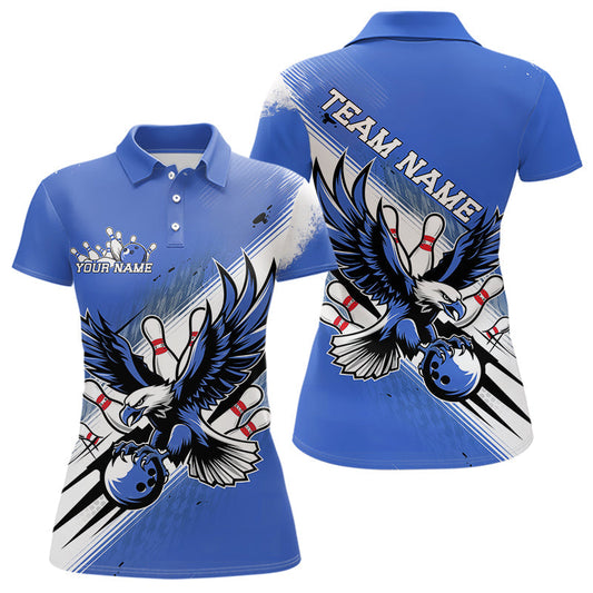 Individuelle Blaue Adler Bowling-Trikots, Adler Bowling Damen-Poloshirts Team-Bowlers-Uniform IPHW8789