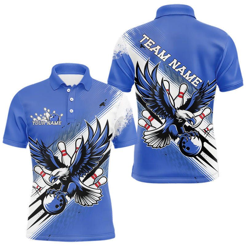 Individuelle Blaue Adler Bowling-Trikots, Adler Bowling Herren-Poloshirts Team-Uniform Bowlers Outfit IPHW8789
