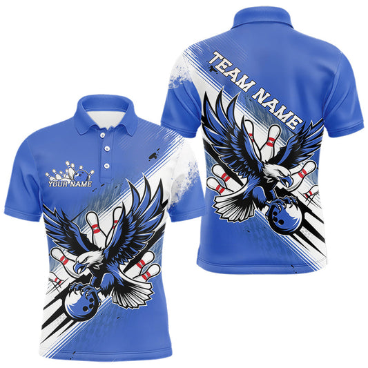Individuelle Blaue Adler Bowling-Trikots, Adler Bowling Herren-Poloshirts Team-Uniform Bowlers Outfit IPHW8789