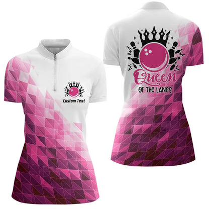Individuelle Bowlinghemden für Damen, „Queens of the Lanes“-Bowlingteam-Trikots IPHW4955