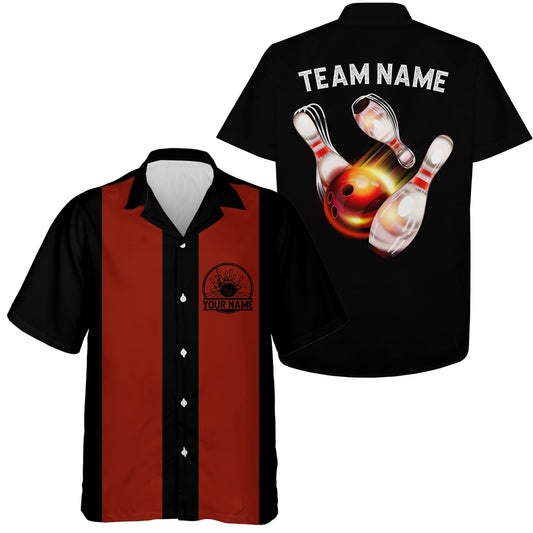 Individuell gestaltete Retro-Bowling-Hemden für Herren und Damen, Flammen-Bowling-Hemden für das Team IPHW3825