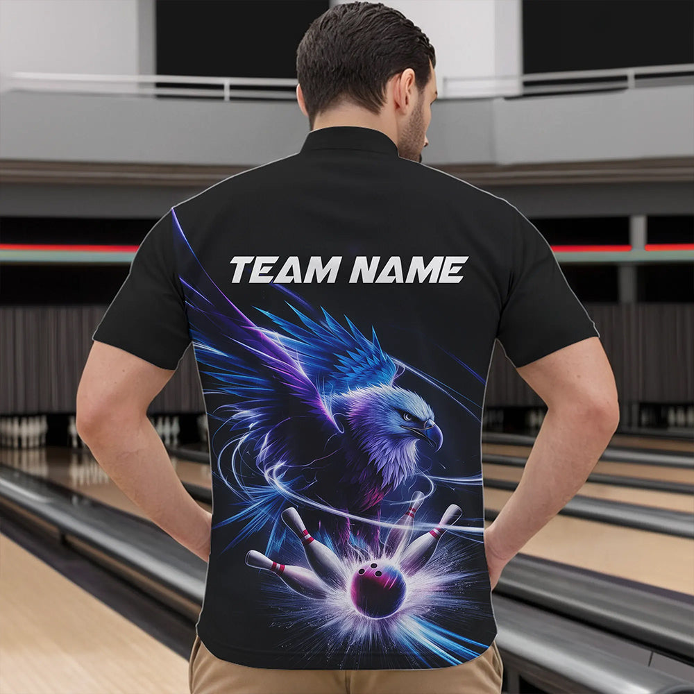Maßgeschneidertes Adler-Bowling-Team-Quarter-Zip-Shirt für Herren, Adler-Bowling-Turnier-Shirt Bowler-Outfit IPHW8560