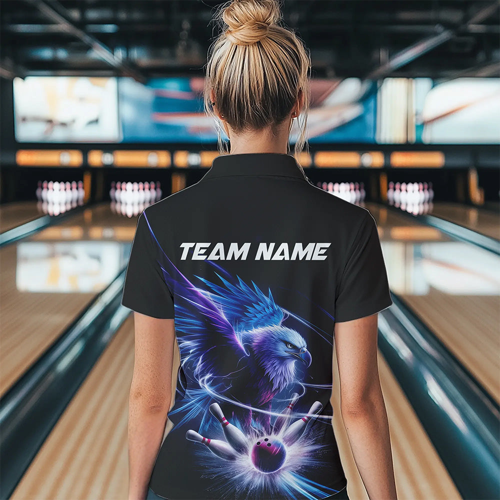 Maßgeschneidertes Adler-Bowling-Team-Quarter-Zip-Shirt für Damen, Bowling-Turnier-Shirt Bowler-Outfit IPHW8560
