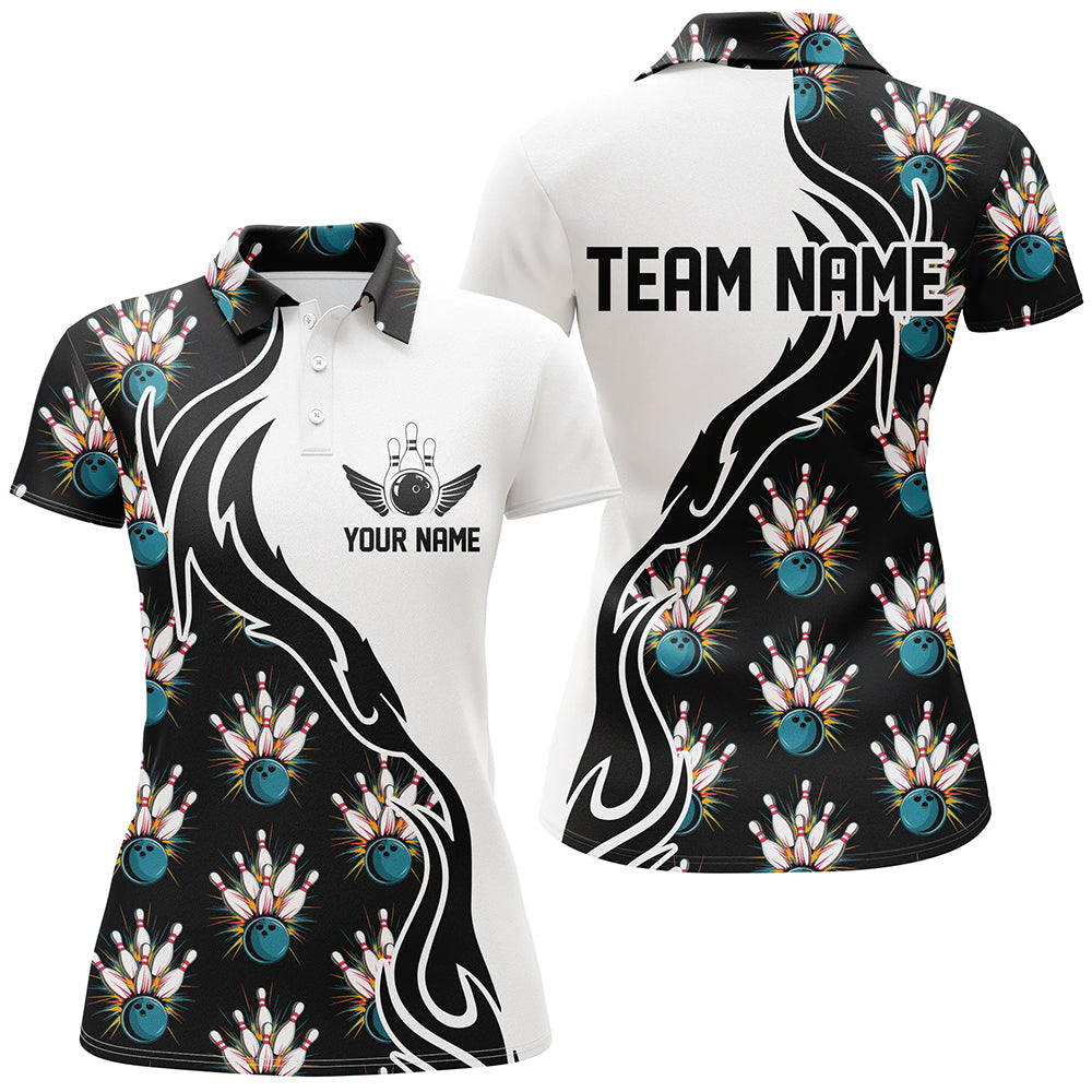 Strike Bowling, individuelle Polohemden für Damen, personalisierte Bowlingteam-Hemden IPHW6954