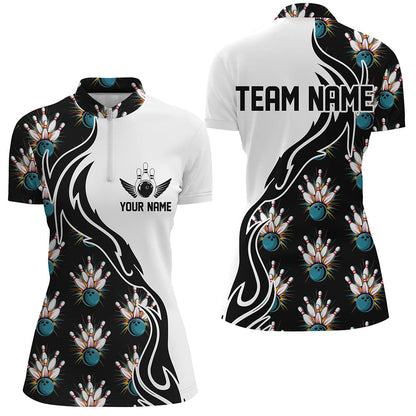 Strike Bowling, individuelle Polohemden für Damen, personalisierte Bowlingteam-Hemden IPHW6954