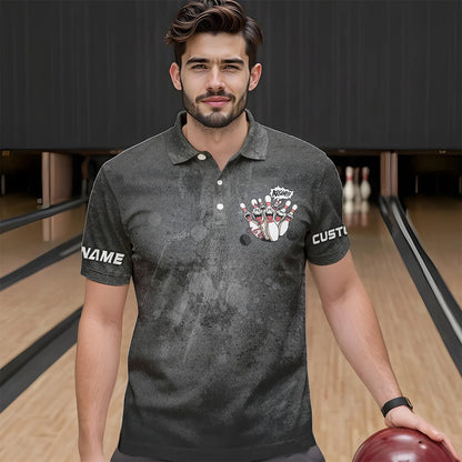 "Angry Bowling Pins Face" individuelle lustige Bowlinghemden für Herren und Damen, Vintage-Bowler-Outfits IPHW6696