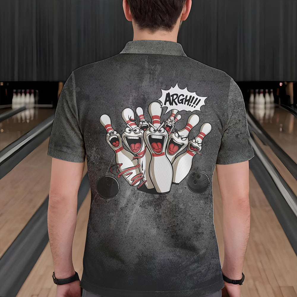 "Angry Bowling Pins Face" lustige Bowlinghemden für Herren und Damen, Vintage-Bowler-Outfits IPHW6696.1