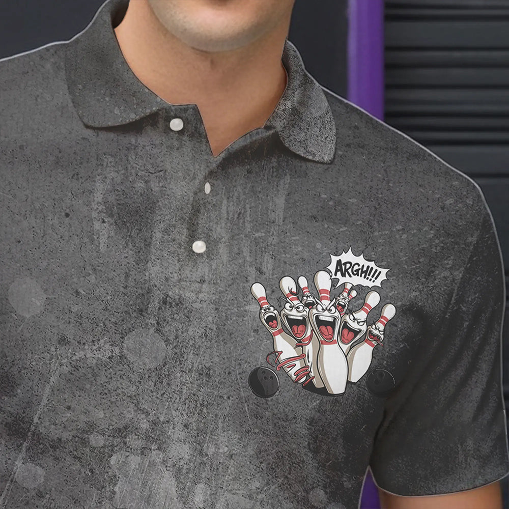 "Angry Bowling Pins Face" lustige Bowlinghemden für Herren und Damen, Vintage-Bowler-Outfits IPHW6696.1