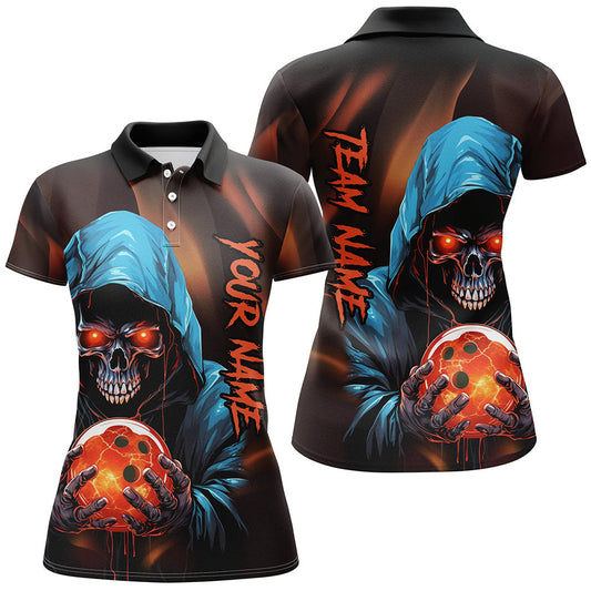 Grim Reaper Bowling, individuelle Damen-Bowling-Polohemden, Schädel-Bowlingteam-Trikots, Outfits IPHW5339