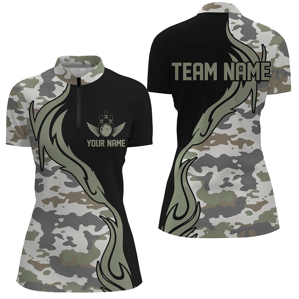 Personalisierte Camo-Bowlinghemden für Damen, individuelle Bowlingteam-Trikots, Bowler-Outfits IPHW5519