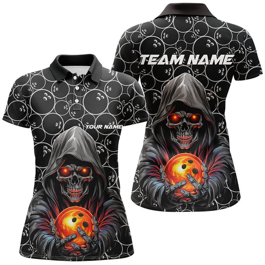 Individuelle Halloween-Bowling-Outfits, Schädel-Bowling-Polohemden für Damen, Bowlingliga-Hemden IPHW5345