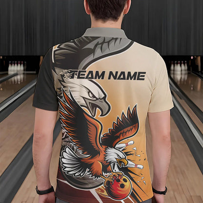 Individuelle Adler-Bowling-Trikots mit Namen, Orange Adler-Bowlingliga Herren-Poloshirts IPHW8762
