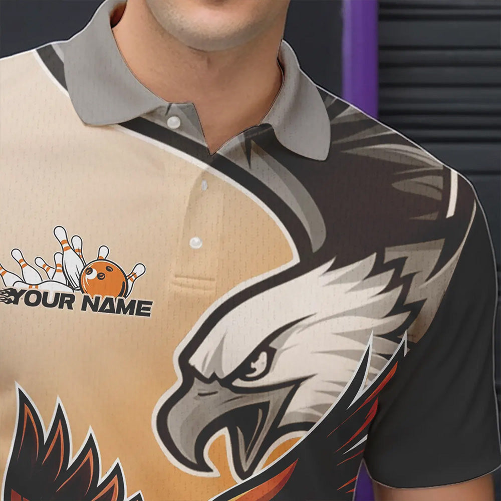 Individuelle Adler-Bowling-Trikots mit Namen, Orange Adler-Bowlingliga Herren-Poloshirts IPHW8762