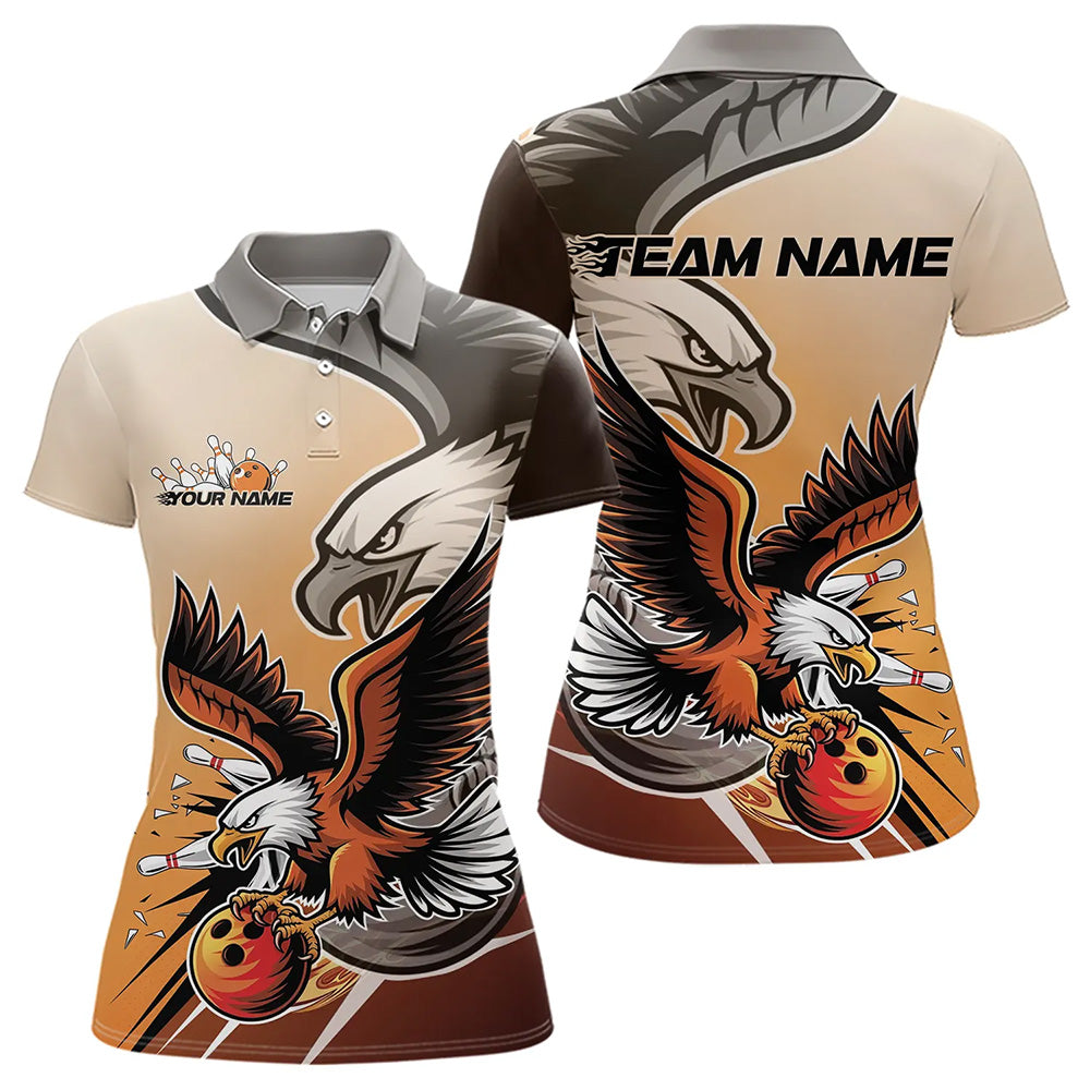 Individuelle Adler-Bowling-Trikots mit Namen, Orange Adler-Bowlingliga Damen-Poloshirts IPHW8762