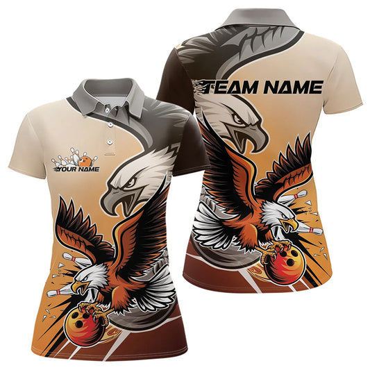 Individuelle Adler-Bowling-Trikots mit Namen, Orange Adler-Bowlingliga Damen-Poloshirts IPHW8762