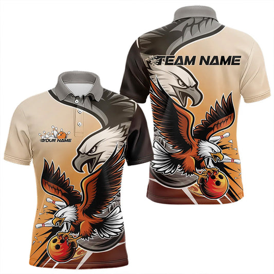 Individuelle Adler-Bowling-Trikots mit Namen, Orange Adler-Bowlingliga Herren-Poloshirts IPHW8762