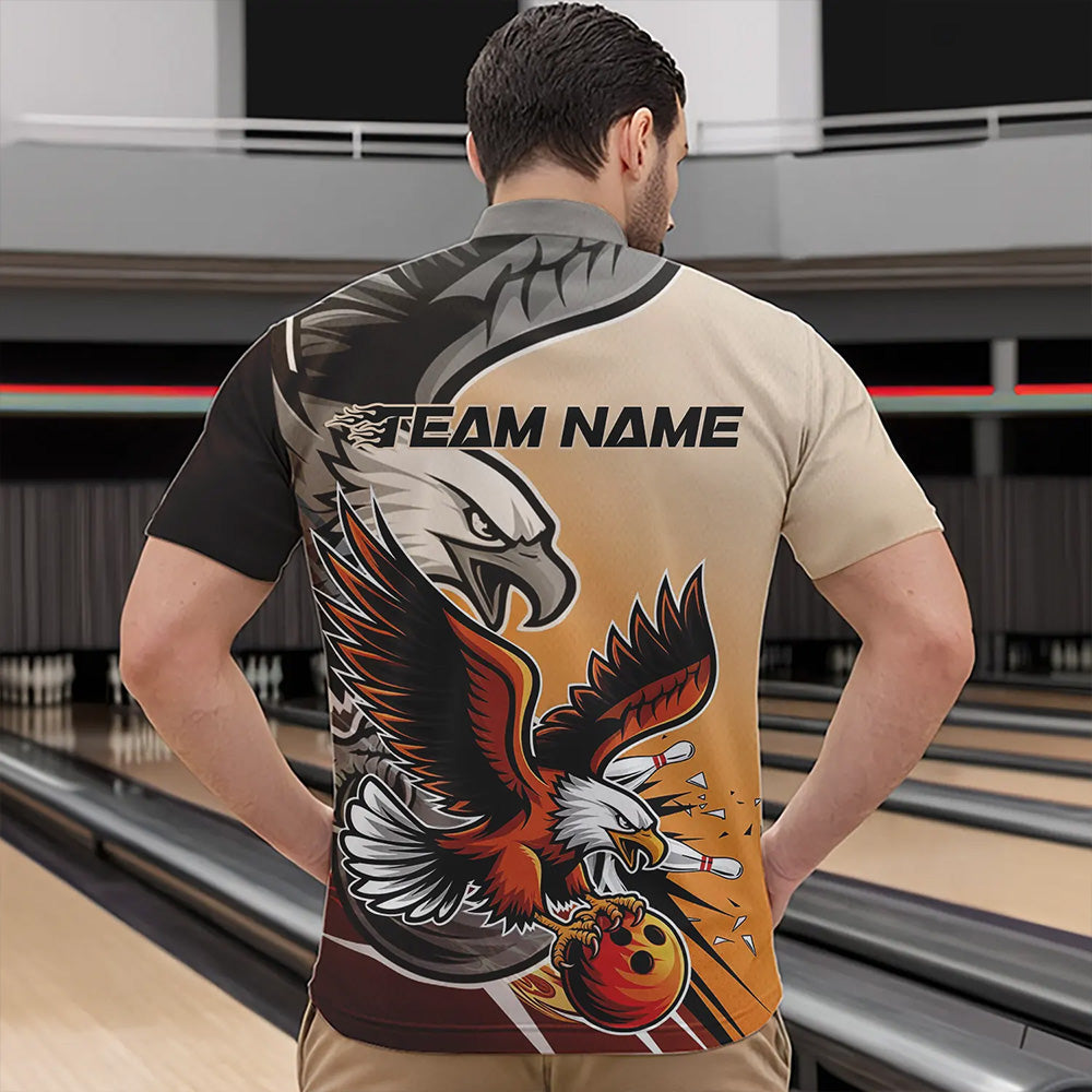 Individuelle Adler-Bowling-Trikots mit Namen, Orange Adler-Bowlingliga Herren-Quarter-Zip-Shirts IPHW8762