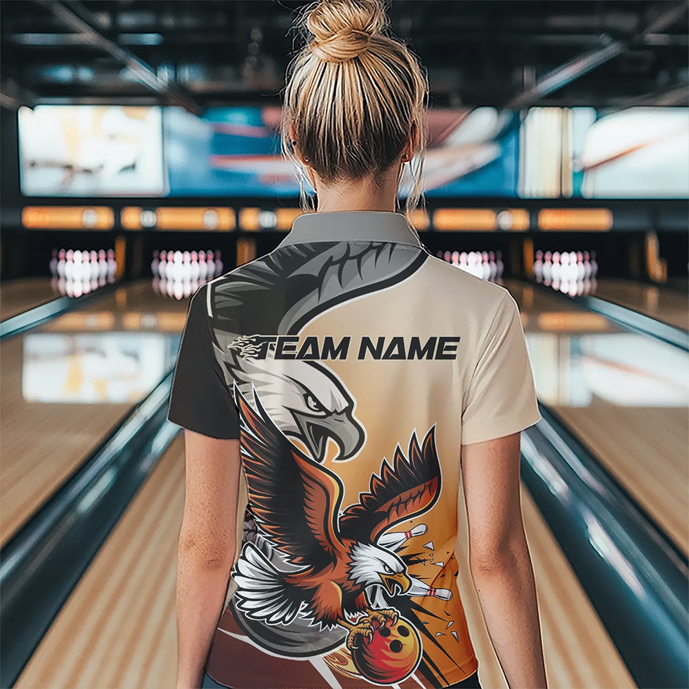 Individuelles Adler-Bowling-Trikot mit Namen, Orange Adler-Bowlingliga Damen-Quarter-Zip-Shirt IPHW8762