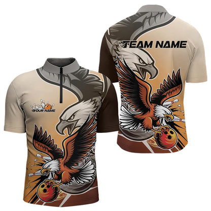 Individuelle Adler-Bowling-Trikots mit Namen, Orange Adler-Bowlingliga Herren-Quarter-Zip-Shirts IPHW8762