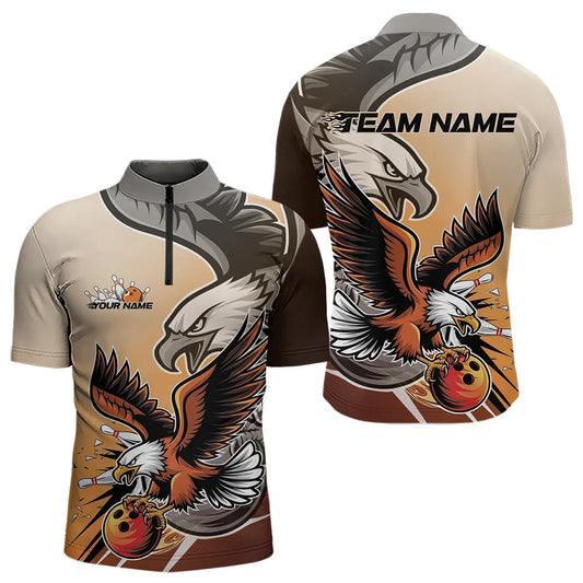Individuelle Adler-Bowling-Trikots mit Namen, Orange Adler-Bowlingliga Herren-Quarter-Zip-Shirts IPHW8762