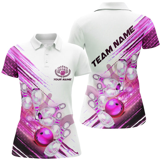Individuelle pinke Bowlinghemden für Damen, Damen-Bowlinghemden, Bowlinguniform mit Namen IPHW5372